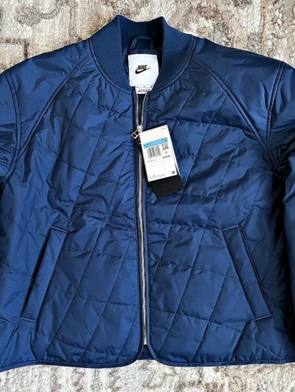 Nike Blue Quilted Bomber Jacket NWT